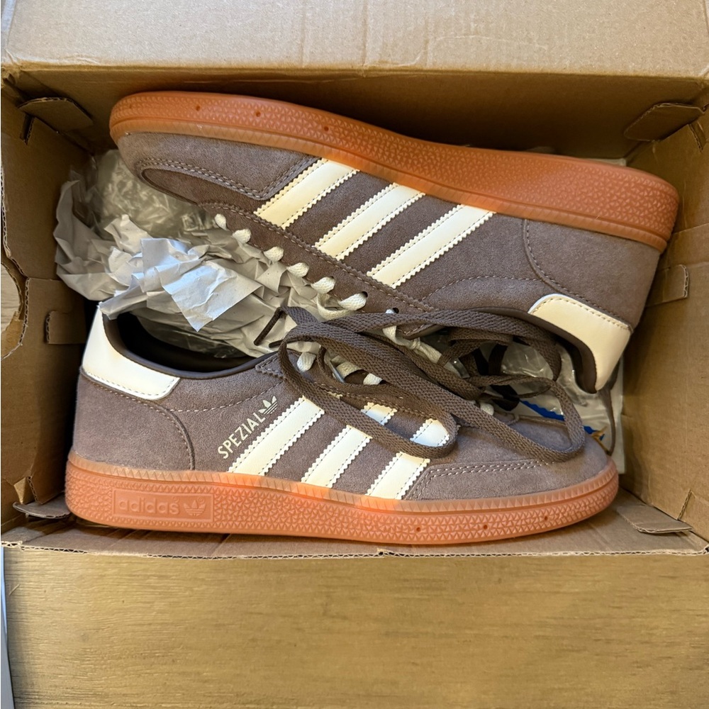 Adidas Spezial Brown and White Athletic Shoes